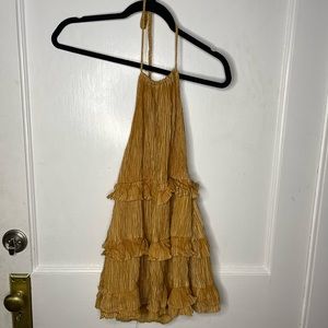 Yellow mustard mini dress